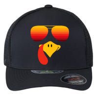 Funny Thanksgiving Turkey Face With Sunglasses Flexfit Unipanel Trucker Cap