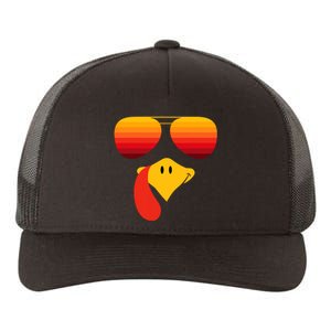 Funny Thanksgiving Turkey Face With Sunglasses Yupoong Adult 5-Panel Trucker Hat