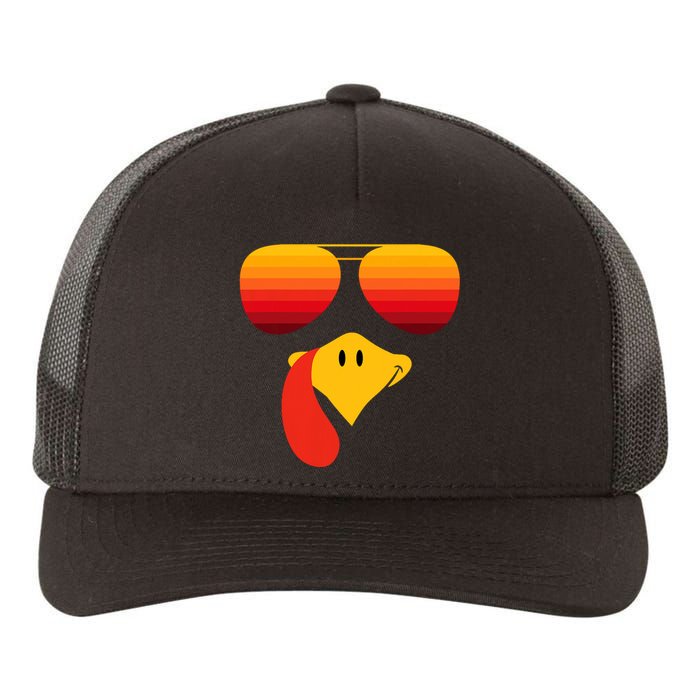 Funny Thanksgiving Turkey Face With Sunglasses Yupoong Adult 5-Panel Trucker Hat