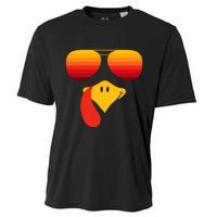 Funny Thanksgiving Turkey Face With Sunglasses Cooling Performance Crew T-Shirt