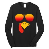 Funny Thanksgiving Turkey Face With Sunglasses Long Sleeve Shirt