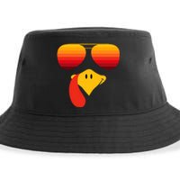 Funny Thanksgiving Turkey Face With Sunglasses Sustainable Bucket Hat