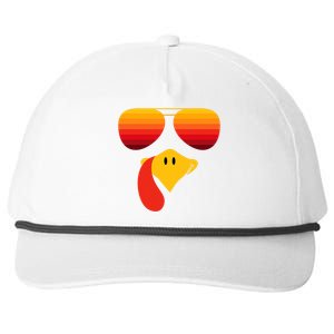 Funny Thanksgiving Turkey Face With Sunglasses Snapback Five-Panel Rope Hat