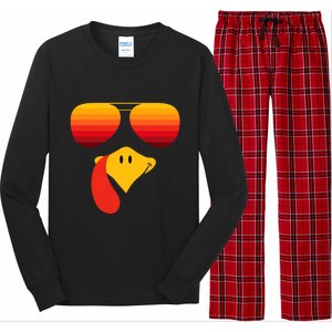 Funny Thanksgiving Turkey Face With Sunglasses Long Sleeve Pajama Set