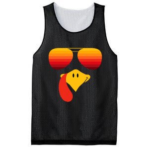 Funny Thanksgiving Turkey Face With Sunglasses Mesh Reversible Basketball Jersey Tank