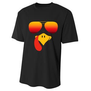 Funny Thanksgiving Turkey Face With Sunglasses Performance Sprint T-Shirt