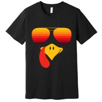 Funny Thanksgiving Turkey Face With Sunglasses Premium T-Shirt