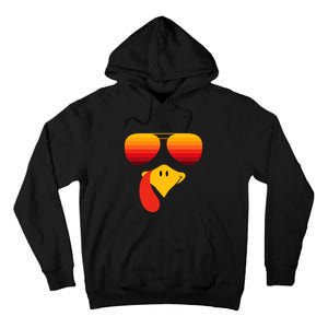 Funny Thanksgiving Turkey Face With Sunglasses Tall Hoodie