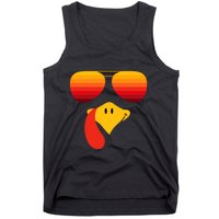 Funny Thanksgiving Turkey Face With Sunglasses Tank Top