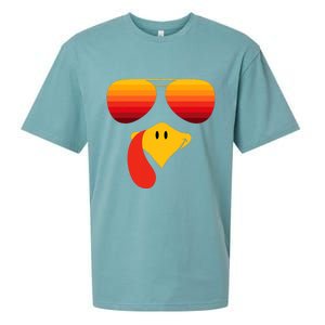 Funny Thanksgiving Turkey Face With Sunglasses Sueded Cloud Jersey T-Shirt