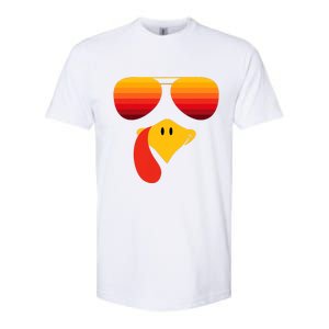 Funny Thanksgiving Turkey Face With Sunglasses Softstyle CVC T-Shirt