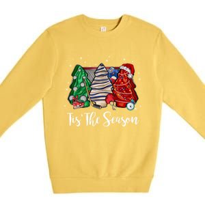 Funny Tis The Season Design Christmas Tree Cakes Hockey Meaningful Gift Premium Crewneck Sweatshirt