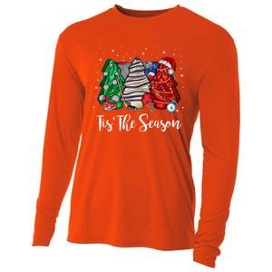 Funny Tis The Season Design Christmas Tree Cakes Hockey Meaningful Gift Cooling Performance Long Sleeve Crew