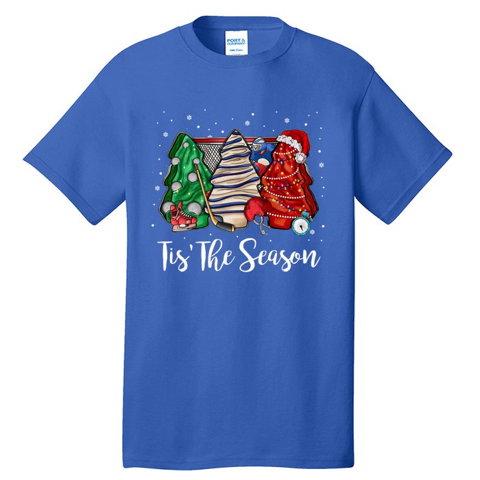 Funny Tis The Season Design Christmas Tree Cakes Hockey Meaningful Gift Tall T-Shirt