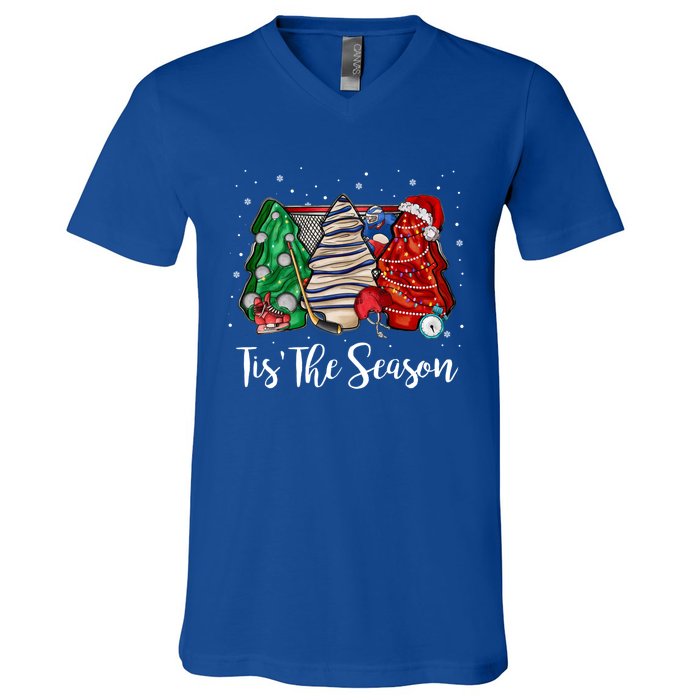 Funny Tis The Season Design Christmas Tree Cakes Hockey Meaningful Gift V-Neck T-Shirt