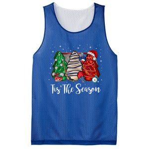 Funny Tis The Season Design Christmas Tree Cakes Hockey Meaningful Gift Mesh Reversible Basketball Jersey Tank