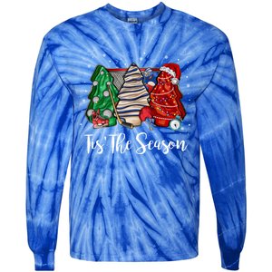 Funny Tis The Season Design Christmas Tree Cakes Hockey Meaningful Gift Tie-Dye Long Sleeve Shirt