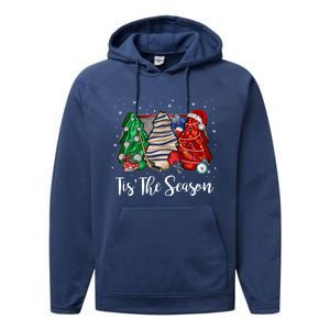 Funny Tis The Season Design Christmas Tree Cakes Hockey Meaningful Gift Performance Fleece Hoodie