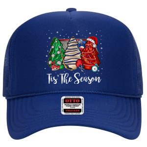 Funny Tis The Season Design Christmas Tree Cakes Hockey Meaningful Gift High Crown Mesh Back Trucker Hat