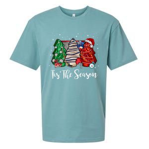 Funny Tis The Season Design Christmas Tree Cakes Hockey Meaningful Gift Sueded Cloud Jersey T-Shirt