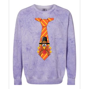 Funny Thanksgiving Turkey Tie Design Colorblast Crewneck Sweatshirt