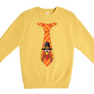 Funny Thanksgiving Turkey Tie Design Premium Crewneck Sweatshirt