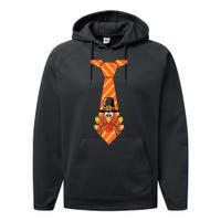 Funny Thanksgiving Turkey Tie Design Performance Fleece Hoodie