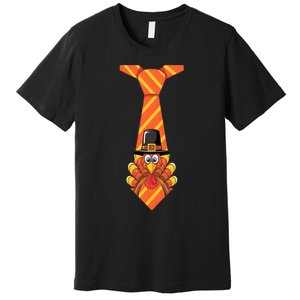 Funny Thanksgiving Turkey Tie Design Premium T-Shirt