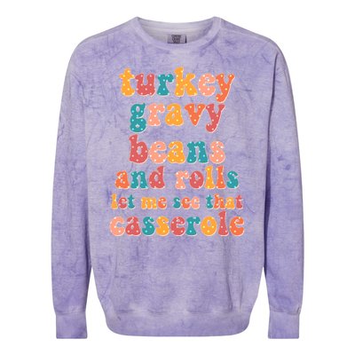 Funny Thanksgiving Turkey Gravy Beans And Rolls Colorblast Crewneck Sweatshirt