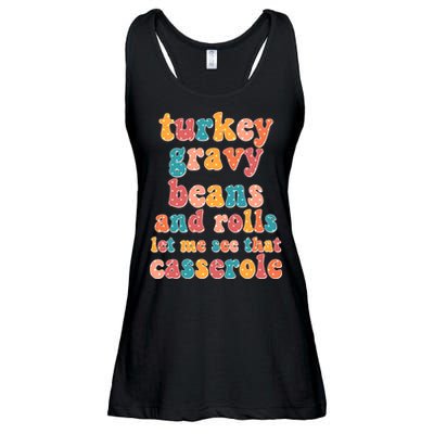 Funny Thanksgiving Turkey Gravy Beans And Rolls Ladies Essential Flowy Tank