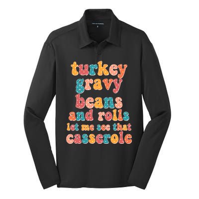 Funny Thanksgiving Turkey Gravy Beans And Rolls Silk Touch Performance Long Sleeve Polo