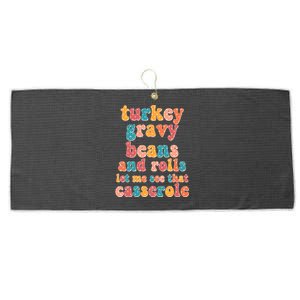 Funny Thanksgiving Turkey Gravy Beans And Rolls Large Microfiber Waffle Golf Towel