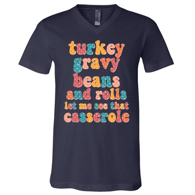 Funny Thanksgiving Turkey Gravy Beans And Rolls V-Neck T-Shirt