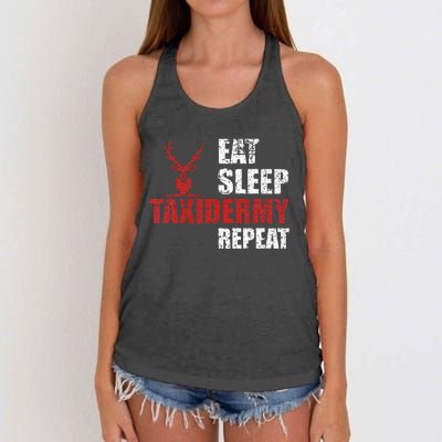 Funny Taxidermist T Eat Sleep Taxidermy Repeat Gift Women's Knotted Racerback Tank