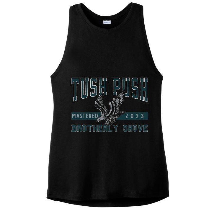 Funny The Tush Push Eagles Brotherly Shove Ladies PosiCharge Tri-Blend Wicking Tank
