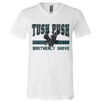 Funny The Tush Push Eagles Brotherly Shove V-Neck T-Shirt
