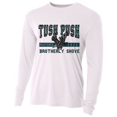 Funny The Tush Push Eagles Brotherly Shove Cooling Performance Long Sleeve Crew