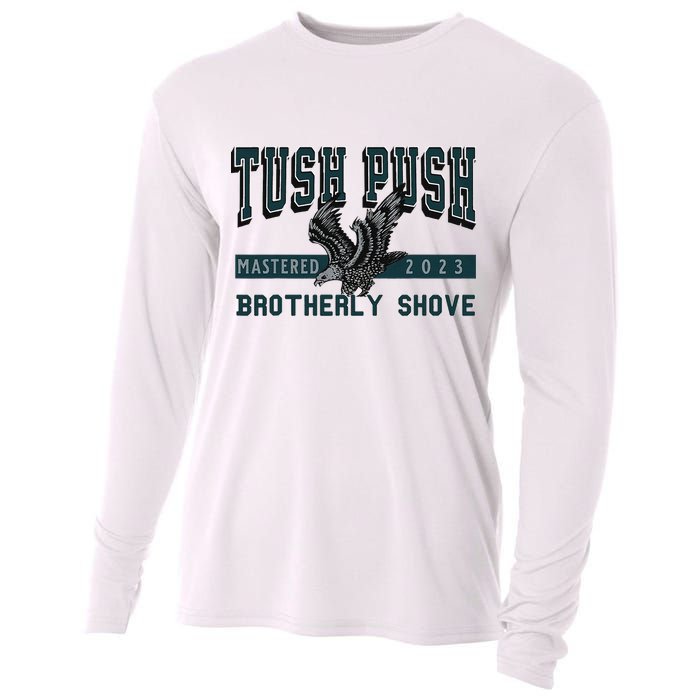 Funny The Tush Push Eagles Brotherly Shove Cooling Performance Long Sleeve Crew