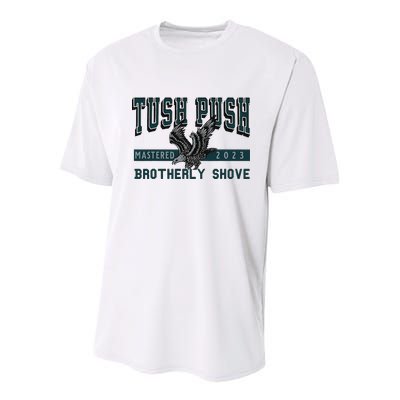 Funny The Tush Push Eagles Brotherly Shove Youth Performance Sprint T-Shirt