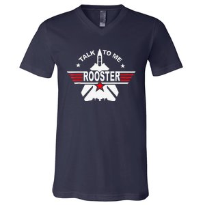 Funny Talk To Me Rooster Funny 80s Talk To Me Rooster V-Neck T-Shirt