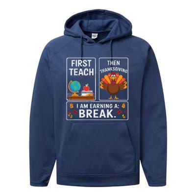 First Teach Then Thanksgiving IM Earning A Break Performance Fleece Hoodie