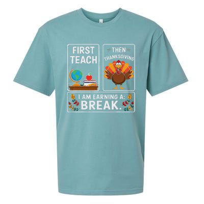 First Teach Then Thanksgiving IM Earning A Break Sueded Cloud Jersey T-Shirt