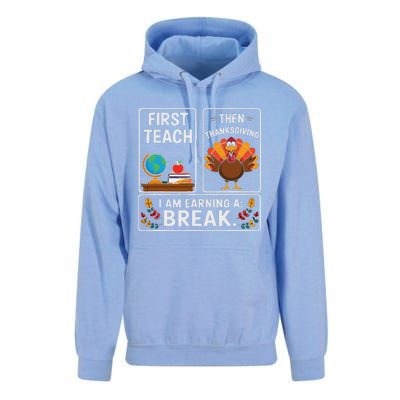 First Teach Then Thanksgiving IM Earning A Break Unisex Surf Hoodie