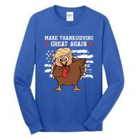 Funny Trump Turkey Make Thanksgiving Great Again Trump 2024 Cool Gift Tall Long Sleeve T-Shirt