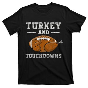 Funny Thanksgiving Turkey And Touchdowns Boy T-Shirt