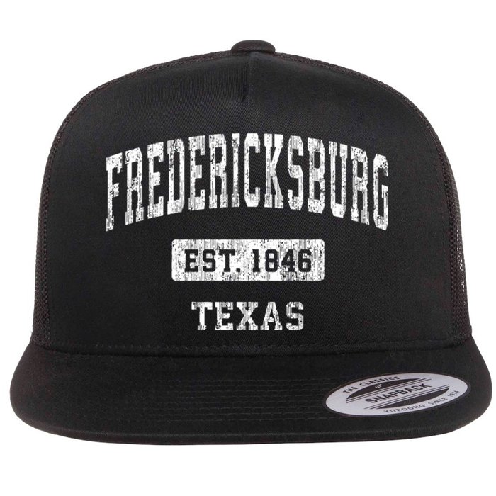 Fredericksburg Texas Tx Vintage Sports Established Flat Bill Trucker Hat