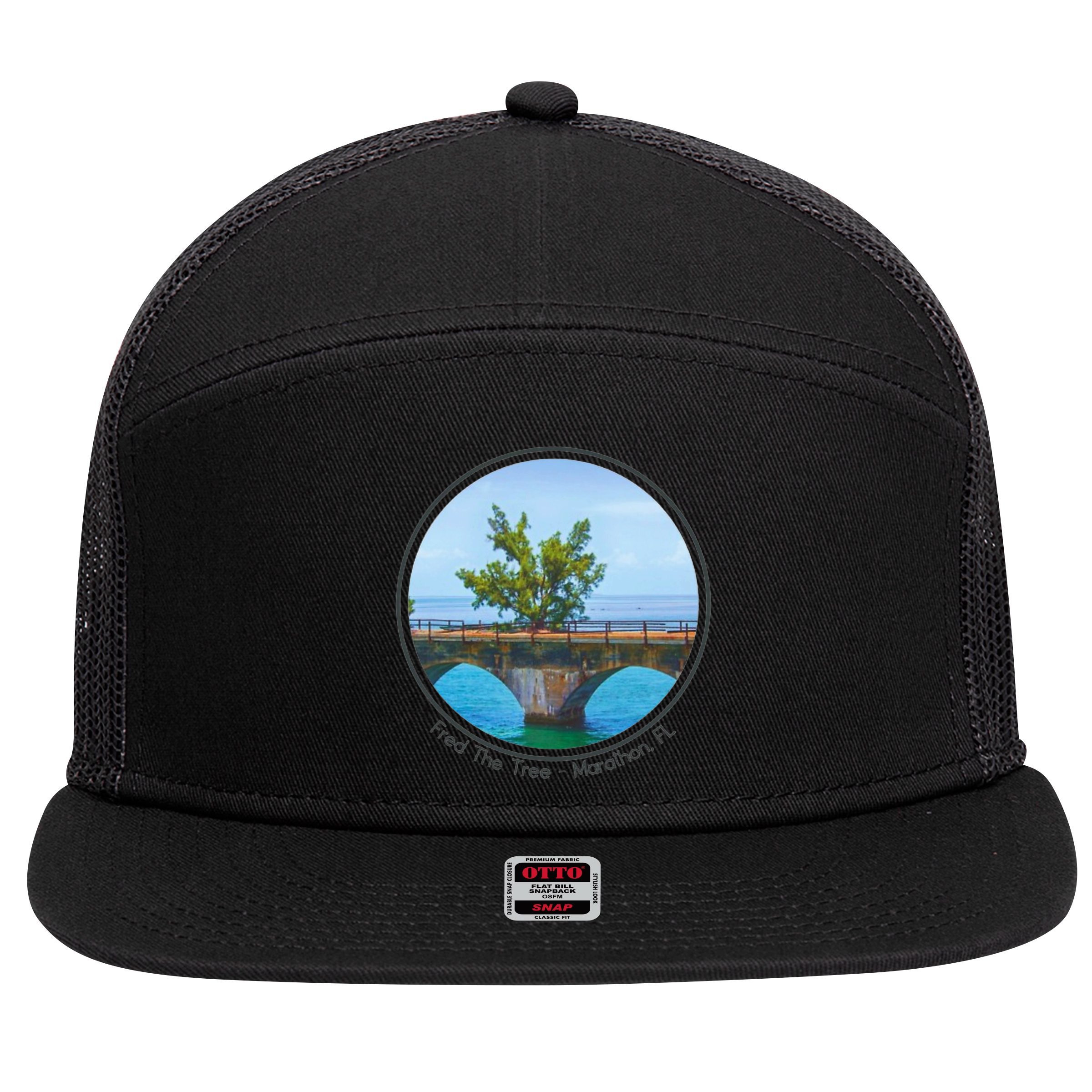 Fred The Tree Marathon Fl 7 Mile Bridge Tree Of Hope 7 Panel Mesh Trucker Snapback Hat