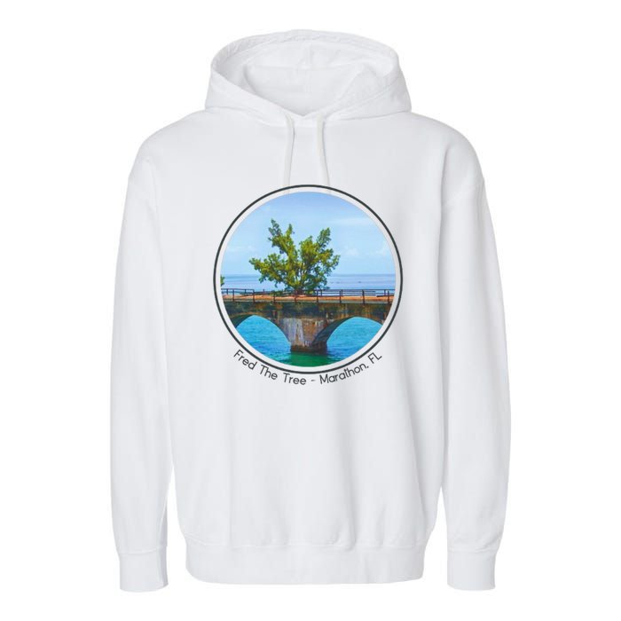 Fred The Tree Marathon Fl 7 Mile Bridge Tree Of Hope Garment-Dyed Fleece Hoodie