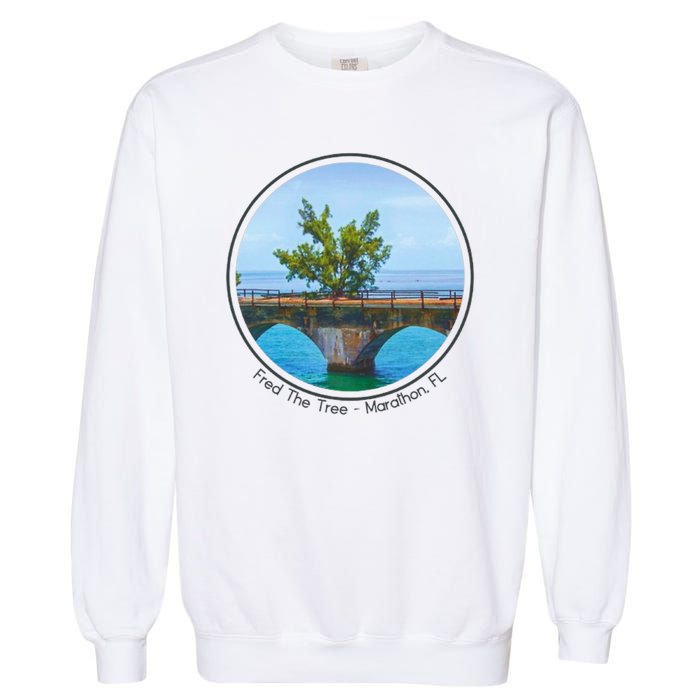 Fred The Tree Marathon Fl 7 Mile Bridge Tree Of Hope Garment-Dyed Sweatshirt