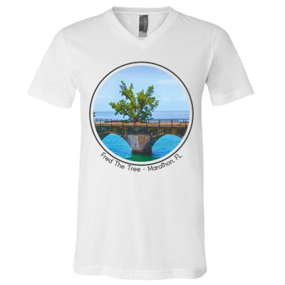 Fred The Tree Marathon Fl 7 Mile Bridge Tree Of Hope V-Neck T-Shirt